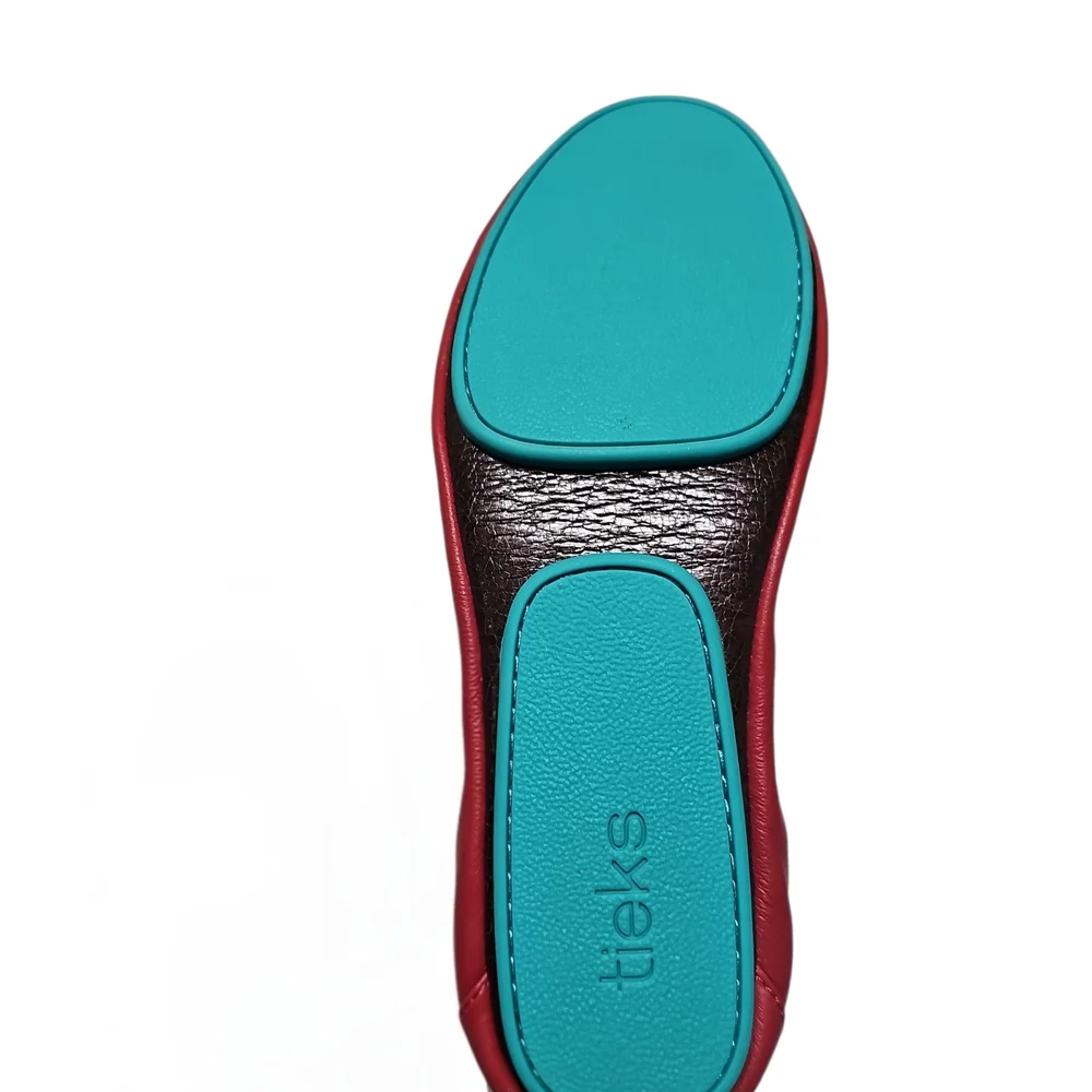 Tieks Cardinal Red Leather Flats, Like New - Picture 10 of 11